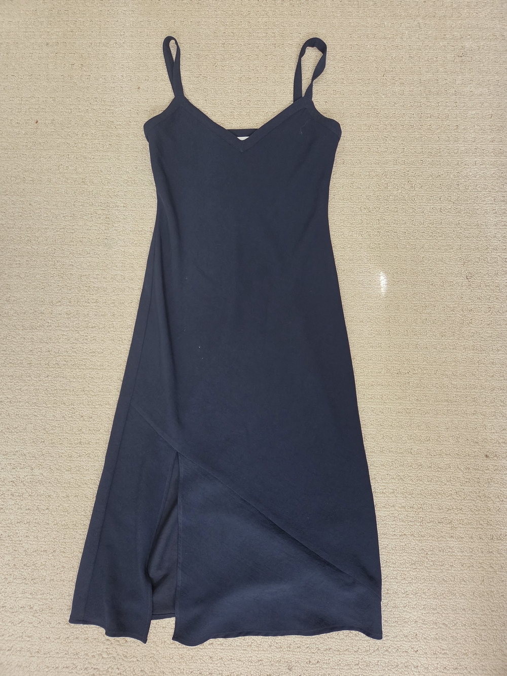 Brochu Walker Navy Slip Midi Dress with Front Overlap